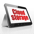 Cloud computing concept: Tablet Computer with Cloud Storage on display Royalty Free Stock Photo