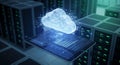 Cloud Computing Concept: Tablet, Cloud, Server Room. Digital Data Royalty Free Stock Photo