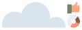 Cloud Computing Concept with Thumbs-Up Icon and Data Analytics Graph in Minimalist Design Royalty Free Stock Photo