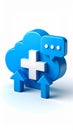 Cloud computing concept with upload arrows, plus sign, and speech bubble Royalty Free Stock Photo