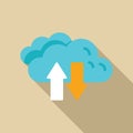 Cloud computing concept, uploading and downloading data with arrows and cloud icon Royalty Free Stock Photo
