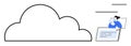 Cloud Computing Concept with User Interacting on Digital Device and Networked Cloud Connection Royalty Free Stock Photo