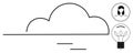 Cloud Computing Concept with User Profile and Sustainability Idea in Minimalist Line Art Design Royalty Free Stock Photo