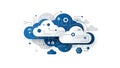 A cloud computing concept with various technology and data storage elements Royalty Free Stock Photo
