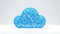 Abstract blue digital cloud structure composed of interconnected nodes and lines symbolizing modern data storage and complex Royalty Free Stock Photo