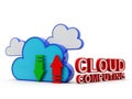 Cloud Computing with upload and download arrow in white background. 3d render Royalty Free Stock Photo