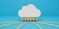 Cloud Computing Concept with White Cloud and Yellow Ethernet Cables Connected Royalty Free Stock Photo