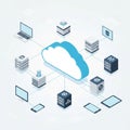 Cloud computing conceptual illustration showcasing a central Royalty Free Stock Photo