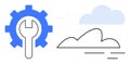 Cloud Computing Configuration with Gear and Wrench Symbol in Minimalist Style Royalty Free Stock Photo