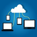 Cloud computing connected device together Royalty Free Stock Photo