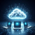 Cloud computing with connected laptops technology digital Royalty Free Stock Photo
