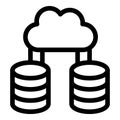 Cloud computing connecting databases icon outline style