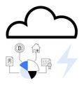 Cloud Computing Connecting Financial Data, Blockchain, Home Ownership, and Digital Certificates Royalty Free Stock Photo