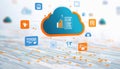 Cloud computing connecting global network and data storage through internet technology Royalty Free Stock Photo