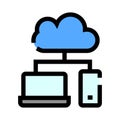 Cloud computing connecting laptop and mobile phone devices Royalty Free Stock Photo