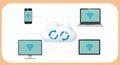 Cloud computing connecting various devices for data synchronization Royalty Free Stock Photo