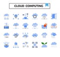 Cloud computing and connection flat design icon set Royalty Free Stock Photo