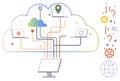 Cloud Computing Connections Linking Multiple Devices for Data Sharing and Network Integration Royalty Free Stock Photo