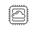 Cloud computing cpu line icon. Internet data storage sign. Vector Royalty Free Stock Photo