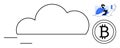 Cloud Computing and Cryptocurrency Concept with User Interaction and Bitcoin Symbol Royalty Free Stock Photo