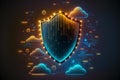 Cloud computing and cyber security, data protective lock and shield. Generative AI illustration Royalty Free Stock Photo