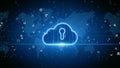 Cloud computing of cyber security, digital data network protection. High-speed connection data analysis. Technology data binary Royalty Free Stock Photo