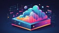 Cloud Computing Dashboard: Isometric Vector, Blender Style, Data Royalty Free Stock Photo