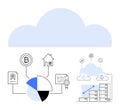 Cloud Computing with Data Analysis and Blockchain Integration for Secure Digital Transactions Royalty Free Stock Photo