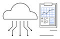 Cloud Computing and Data Analysis with Connected Cloud and Analytical Chart on a Clipboard Royalty Free Stock Photo
