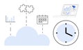 Cloud Computing Workflow with Analytics, Scheduling, and Time Management Concepts Royalty Free Stock Photo