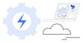 Cloud Computing, Data Analytics, and Automation Concept with Gear Symbol and Graph Interface Royalty Free Stock Photo