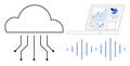 Cloud Computing and Data Analytics with Digital Sound Wave Elements Royalty Free Stock Photo