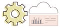 Cloud Computing and Data Management Concept with Gear and Analytics Chart Royalty Free Stock Photo