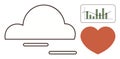 Cloud Computing, Data Analytics, and Heart Symbol Technology and Emotional Well-Being Royalty Free Stock Photo