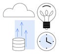 Cloud Computing, Data Storage, Innovation, and Time Concepts in Minimalist Design Royalty Free Stock Photo