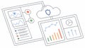 Cloud Computing and Data Analytics Interface Doodle Illustration, vector design Generative AI Royalty Free Stock Photo