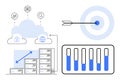 Cloud Computing, Data Analytics, and Target Achievement in a Digital Transformation Concept Royalty Free Stock Photo