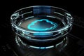 Cloud computing Data Base Technology concept with glowing holographic structures. Generative AI illustration Royalty Free Stock Photo
