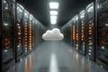 Cloud Computing in a Data Center: Advanced Technology and Digital Storage Solutions Generative AI Royalty Free Stock Photo