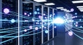 Cloud Computing Data Center Network Server Racks and Connectivity Royalty Free Stock Photo