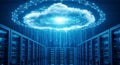 Cloud computing data center server room network technology concept generative ai Royalty Free Stock Photo