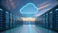 Cloud Computing Data Center Servers and Network Infrastructure Digital Technology Concept AI generated. Royalty Free Stock Photo
