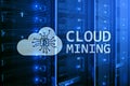 Cloud computing, data or cryptocurrency Bitcoin, Ethereum mining in data center. Server room background Royalty Free Stock Photo