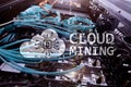 Cloud computing, data or cryptocurrency Bitcoin, Ethereum mining in data center. Server room background Royalty Free Stock Photo