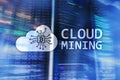 Cloud computing, data or cryptocurrency Bitcoin, Ethereum mining in data center. Server room background Royalty Free Stock Photo