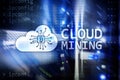 Cloud computing, data or cryptocurrency (Bitcoin, Ethereum) mining in data center. Server room background Royalty Free Stock Photo