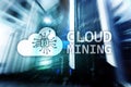 Cloud computing, data or cryptocurrency (Bitcoin, Ethereum) mining in data center. Server room background Royalty Free Stock Photo