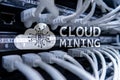 Cloud computing, data or cryptocurrency (Bitcoin, Ethereum) mining in data center. Server room background Royalty Free Stock Photo
