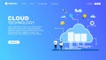Cloud computing. Data in database on cloud services with Tiny People Character Concept Vector Illustration, Royalty Free Stock Photo