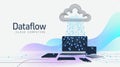 Cloud computing data flow with devices and abstract design Royalty Free Stock Photo